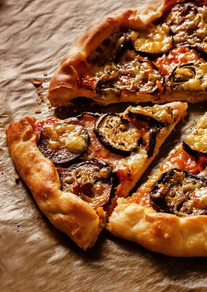 Aubergine and Caramelised Onion Cracker Pizza