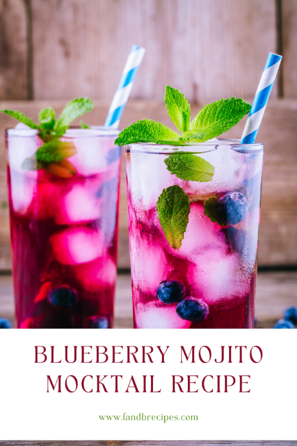 Blueberry Mojito Mocktail Recipe Pin